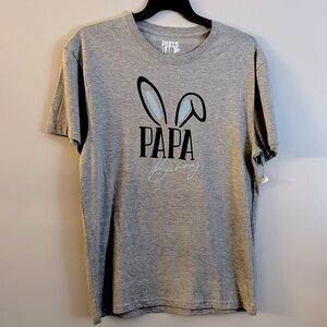 PAPA BUNNY Tee * EASTER T-Shirt * Gray with Black and Blue * 2XL * Easter Bunny